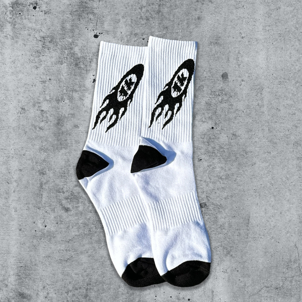 Black & White 1K Rocket Crew Socks